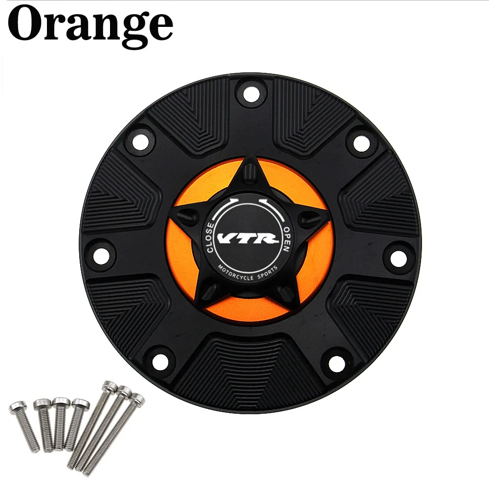 Оранжевый VTR газа топливного бака Кепки для HONDA VTR 1000F VTR1000 F VTR1000F 2001-2005 мотоциклетные Quick Release крышка - Цвет: Оранжевый