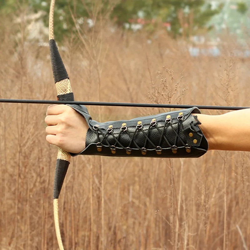 

Archery All Edges Included Genuine Leather Cowhide Handmade Robin Hood Arm Guard Traditional Athletic Reflex Bow outside Househo