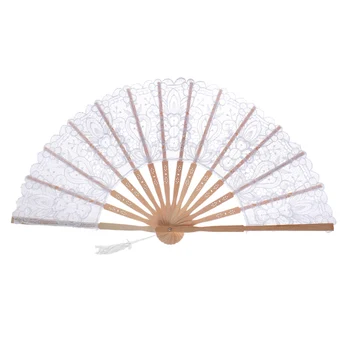 

Embroidered Lace Umbrella Fan Set Lace Folding Hand Fan for Dancing Cosplay Wedding Home Decoration MYDING