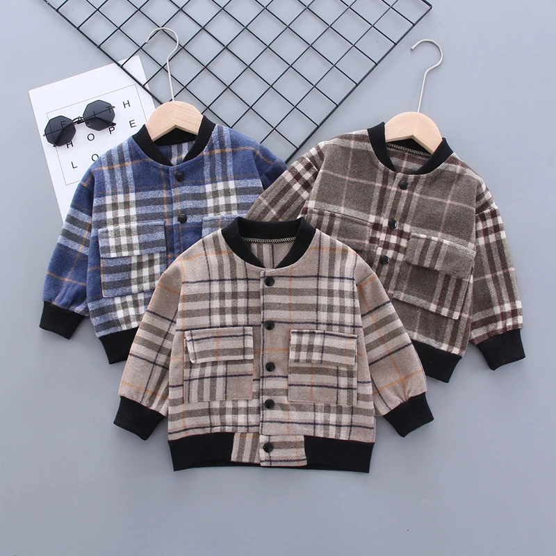  2020 Baby Clothes Plaid Boys Jackets Coats Toddler Kids Jacket Outwear Baseball Windproof Children 