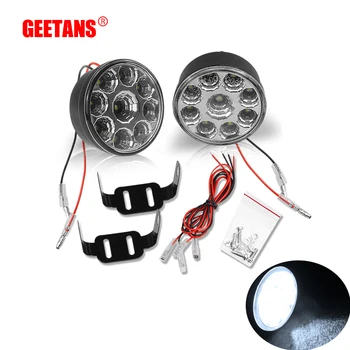 

GEETANS 2PCS 9 LED Daytime Running Light Waterproof Round Fog Light LED Auto DRL 9W 12V White DIY for All Cars CE