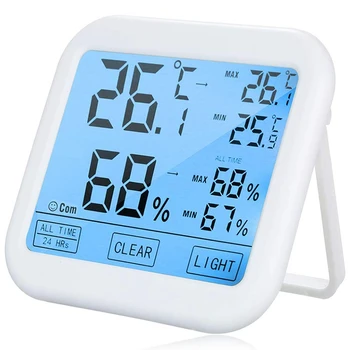

BESTDigital Hygrometer Indoor Thermometer, Humidity Gauge Indicator Room Thermometer, Built-In Clock and Time Display,Accurate T