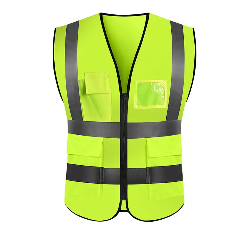 Высокая видимость светоотражающий жилет безопасности с карманами Спецодежда Безопасности рабочая одежда День Ночь raffic Предупреждение - Цвет: Yelloe(Slant green)