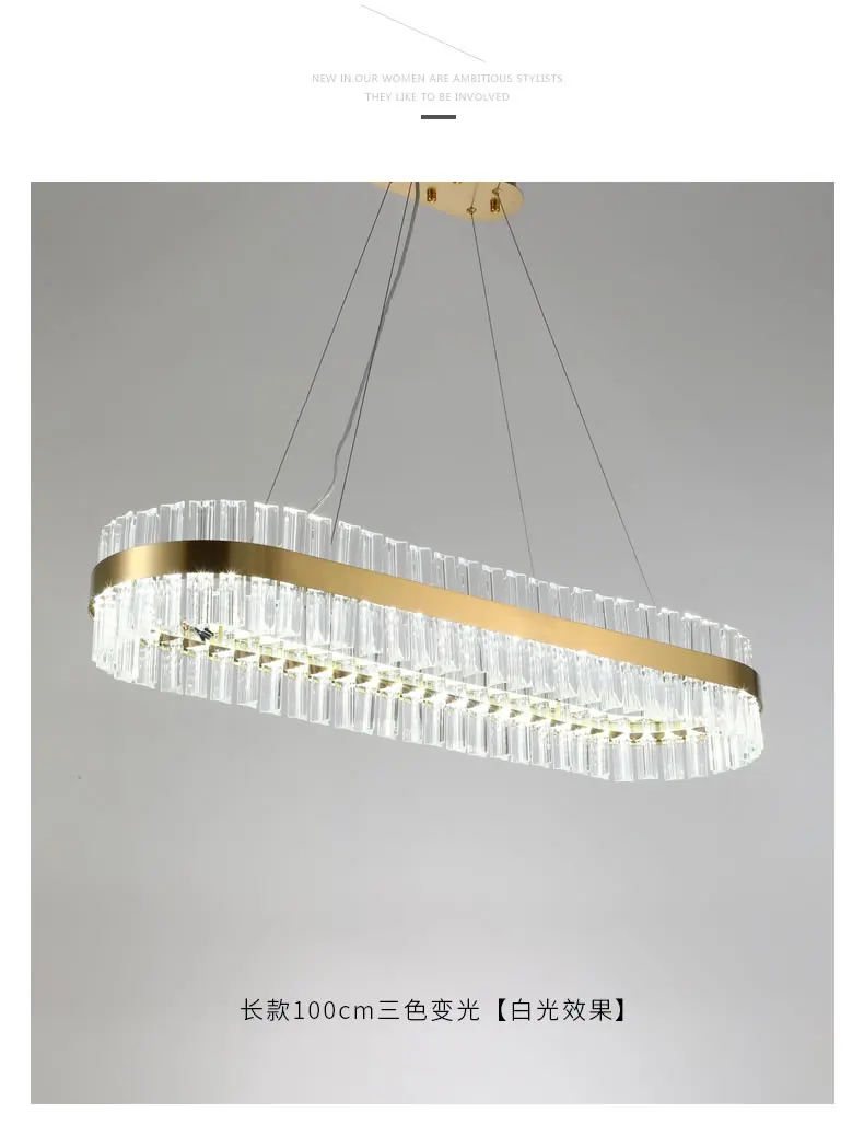Luxury Modern Crystal Chandelier For Dining Room Oval Design Gold-bronze Hanging Lighting Fixture LED Lustres De Cristal