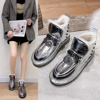 

WGZNYN 2020 Women Boots Waterproof Snow Boots Female Plush Winter Boots Woman Warm Ankle Botas Mujer Winter Zapatos Mujer 0510