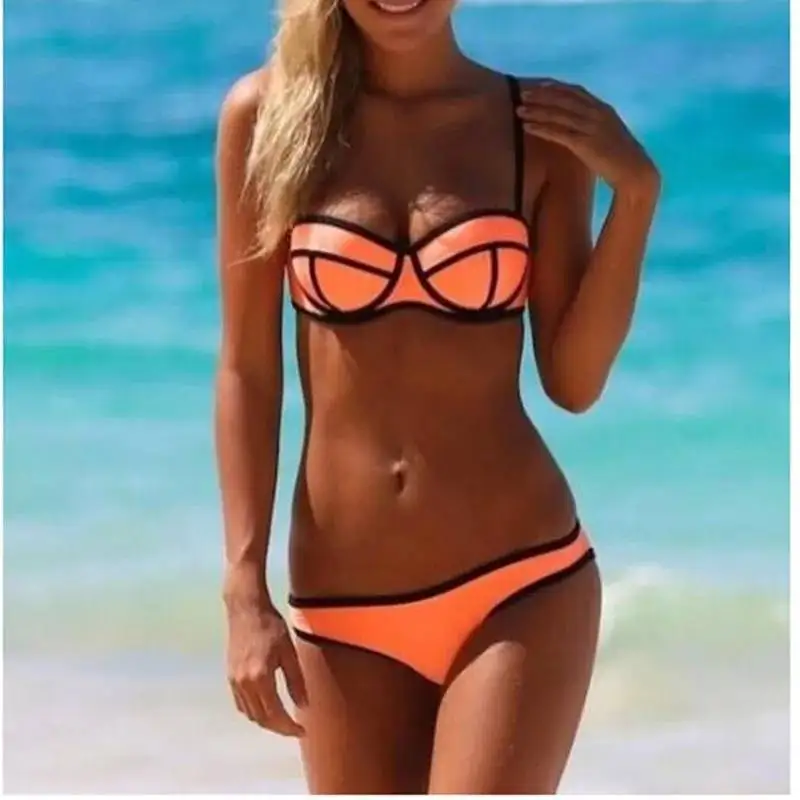 Набор бикини 2019 новый размер низкий Однотонный женский купальник леди