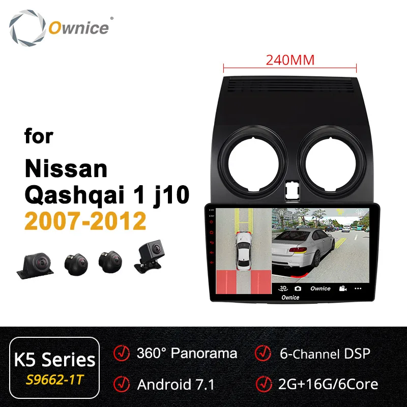Ownice k3 k5 k6 360 панорама Android 9,0 автомобиля gps для Nissan Qashqai 2007 2008 2009 2010 2011 2012 аудио DVD плеер DSP оптического волокна - Цвет: S9662-1 K5