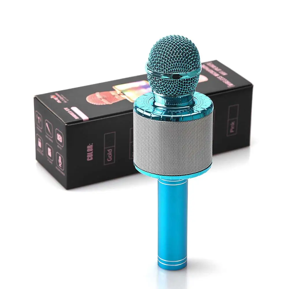 Sans Fil Bluetooth Microphone Karaoké, 3-en-1 Portable Tenu Dans La Main De  Lecteur De Karaoké Multi-fonction Lumière Led - Microphones - AliExpress