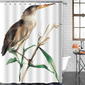 

Bird Printed Shower Curtain Fabric Polyester Waterproof High Quality Washable Curtains For Bath Home Decor Home Decoration