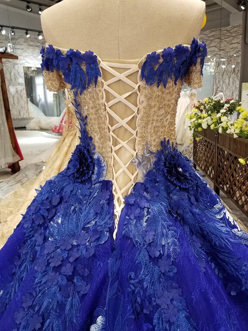LS35454 с открытыми плечами с короткими рукавами синее торжественное платье с горловиной лодочка со шнуровкой сзади длина до пола бальное Вечернее платье