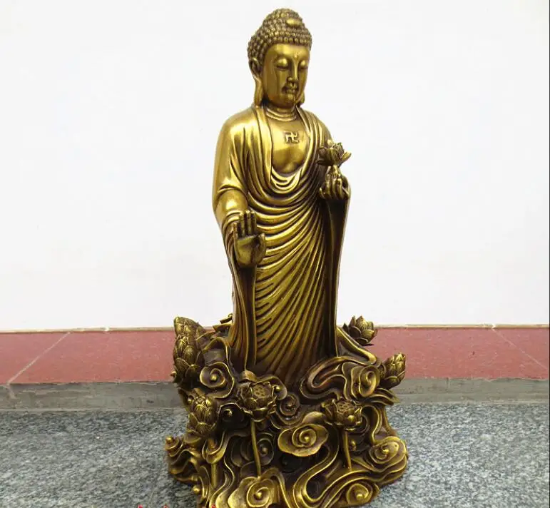 YM 908 Чистая медь Amitabha представляет Бронзовая статуэтка Будды