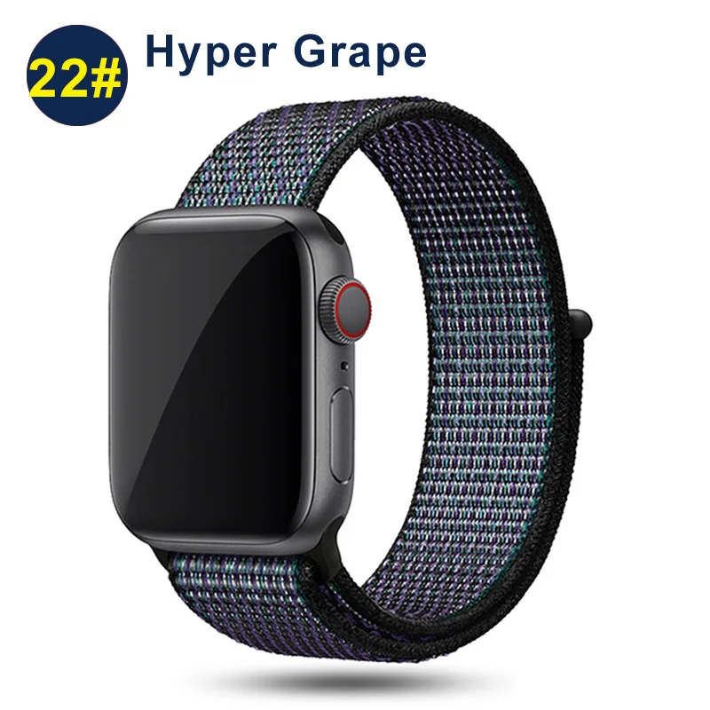 Hyper Grape Нейлоновый спортивный ремешок для Apple Watch Series 5 4 3 44 мм 40 мм сменный ремешок iwatch 5 38 мм 3 2 Hyper - Цвет ремешка: Hyper Grape