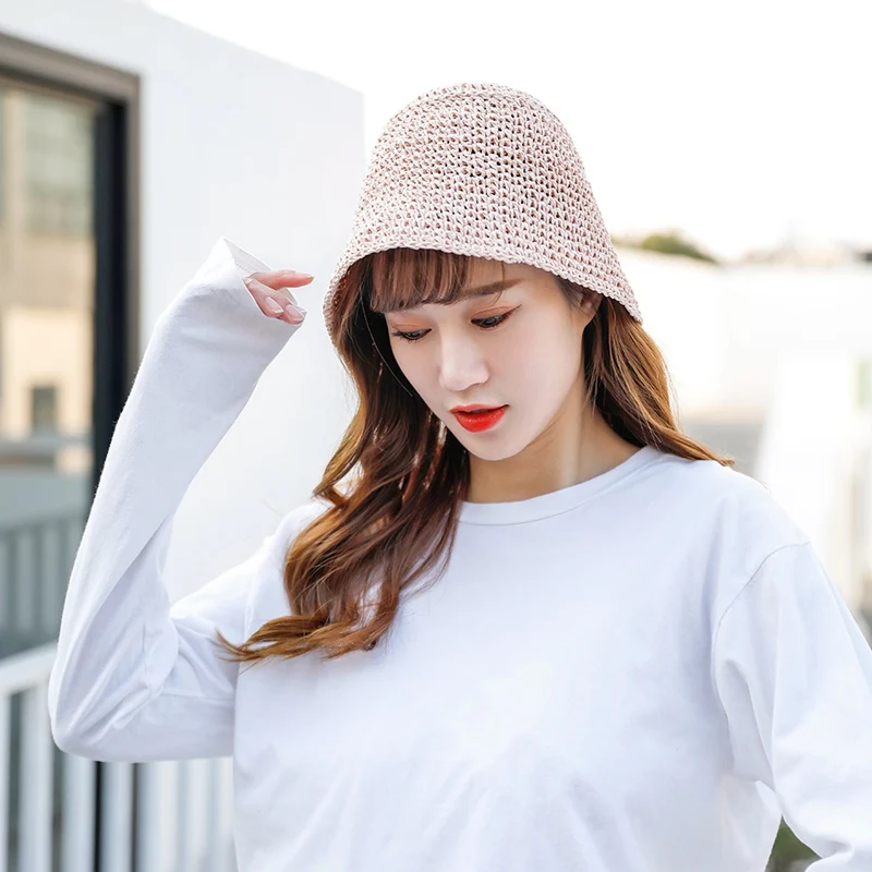 

Lady Sun Hat Wide Brim Bowknot Decorative Plaiting Beach Cap Outdoor Folding Nylon Straw Headwear Sunshade Accessories