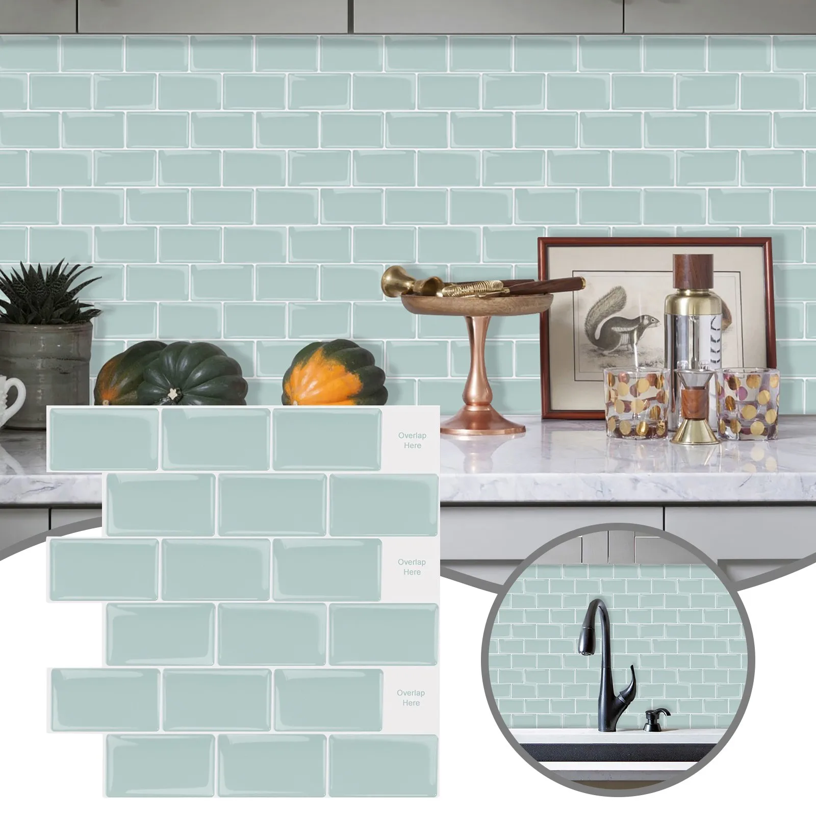 3D Wall Sticker Marble Pattern PVC Waterproof Self-Adhesive Paper 30x30cm Brick Grain Bathroom Stickers | Дом и сад