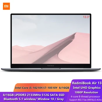 

Xiaomi RedmiBook Air 13 Laptop Intel Core I5-10210Y/I7-10510Y Processor 8G/16G LPDDR 512GB 2.5K Screen 100%sRGB Gray