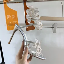 

Summer New 2022 Stiletto high heel Women's Shoes Luxury pendant beads sexy banquet Party Sandals high quality Shoes for Women 43