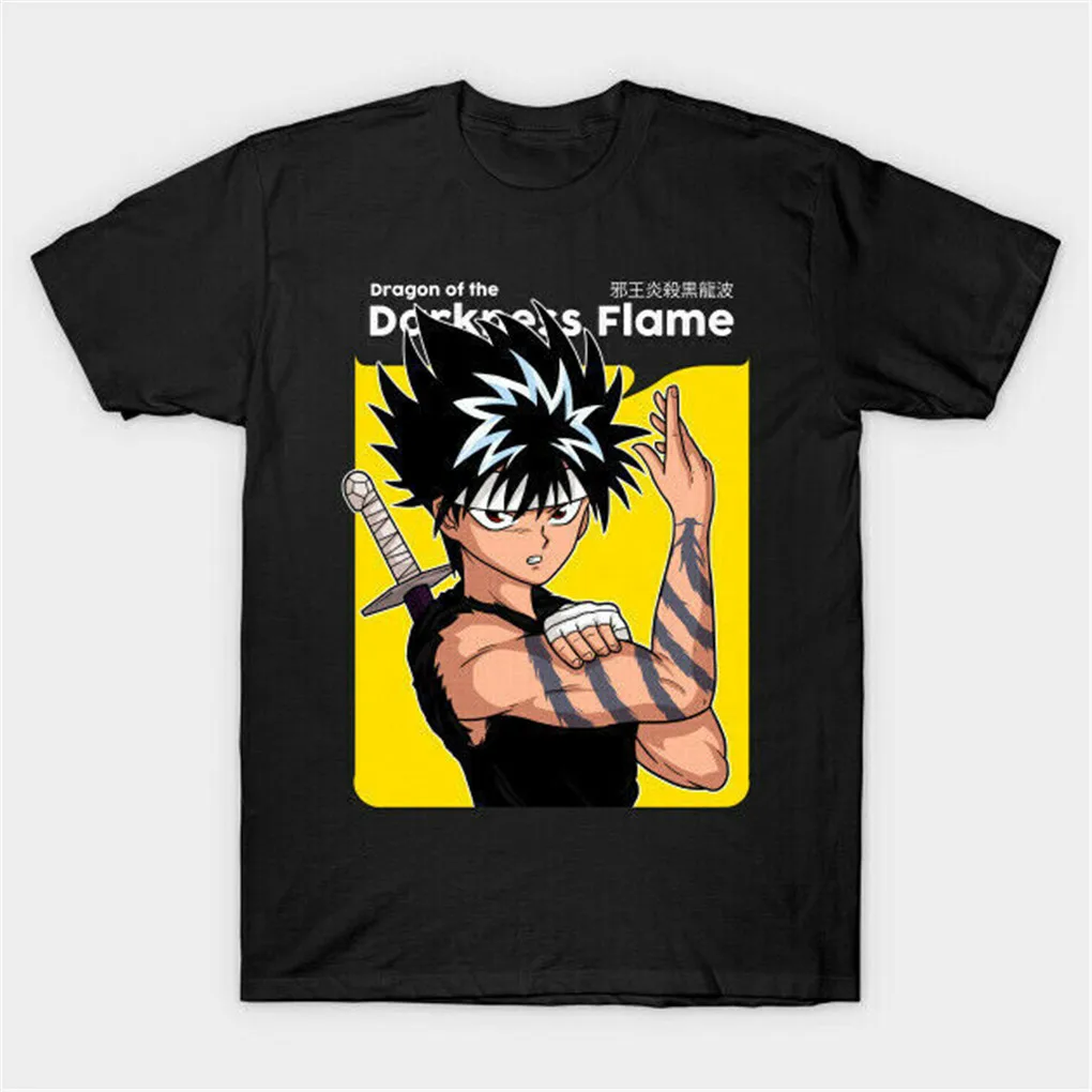 Yu Hakusho Hiei I Can Do The Dragon Of Darkness Flame черная футболка Забавные топы с круглым вырезом |