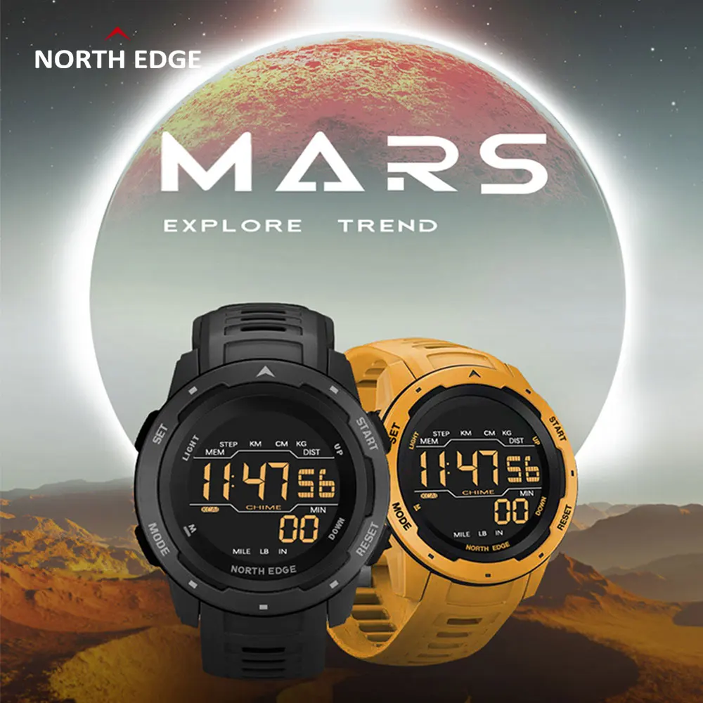 Подарок мягкая пленка оригинальные цифровые часы NORTH EDGE Mars мужские спортивные с