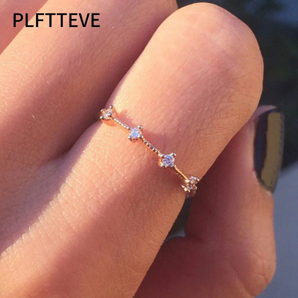 

Four Zircon Rings For Women Girls Lover Rose Gold Color Engagement Wedding Party Female Ring Fashion Finger Jewelry 2019