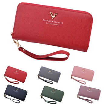 

Fashion Female Wallet PU Leather Long Purse Famous Brand Designer Wallet Women 2019 Female Purse Coin Card Holder Clutch Wallet