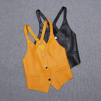 

Fashion Genuine Leather Vest 100% Natural Real Sheepskin Vests Womens Sleeveless Jacket Short Coat Ladies Waistcoat Top Female