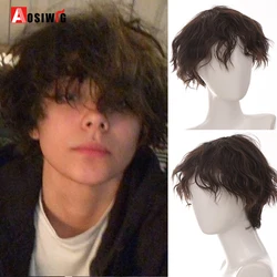 AOSIWIG Men's party Cosplay Short Curly Naturaly Synthetic Wig Heat-Resistant Boy Breathable Wig
