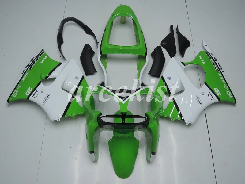 green white Новинка из АБС-пластика для мотоцикла обтекатели комплект подходит для kawasaki Ninja ZZR600 05 06 07 08 ZX-6R 636 6R 00 01 02 2000 2001 2002 корпус Пламя Зеленый - Цвет: green white