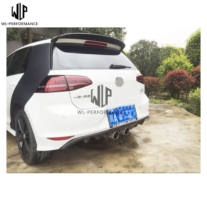 Golf 7 R линия углеродного волокна задний бампер спойлер Средний два выхода выхлопной губы для Volkswagen Golf 7 R переоборудование R20 14-UP
