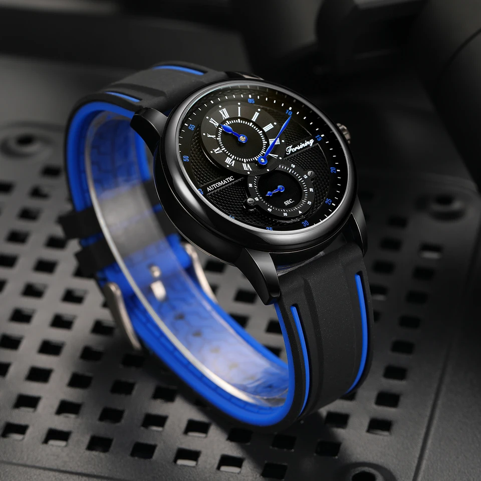 FORSINING Orologio Meccanico Uomo A Carica Automatica - Funzione Data E Riserva Di Carica, Cinturino In Pelle, Design Classico
