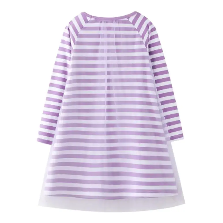 New Children Baby Fall Cotton Striped Cartoon Dresses, Girls Princess Cute Clothes 6 pcs/lot, Wholesale