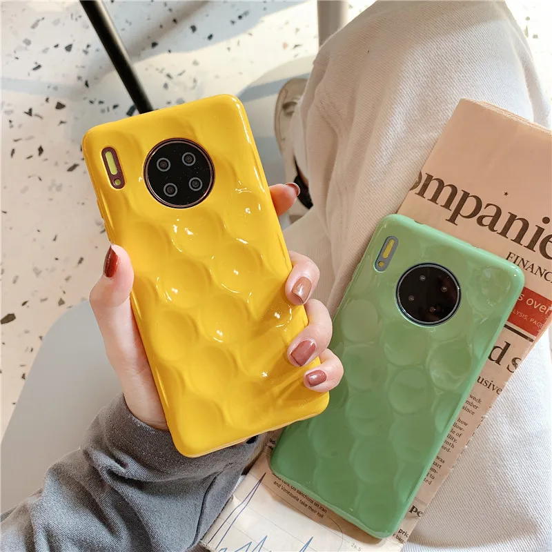 

Cute Smooth Uneven Texture Yellow Color Soft Cover Phone Case For Huawei Honor 10 20 9X P20 P30 Mate 20 30 Pro Nova 3 4 5 Capa