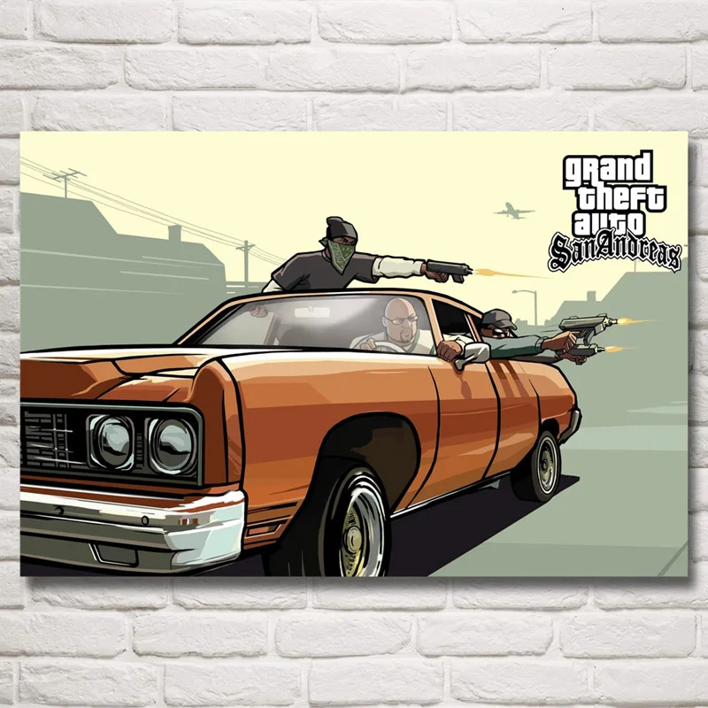 FOOCAME Grand Theft Auto V Wall Art шелк игра GTA 5 плакаты и принты гостиная Современное украшение