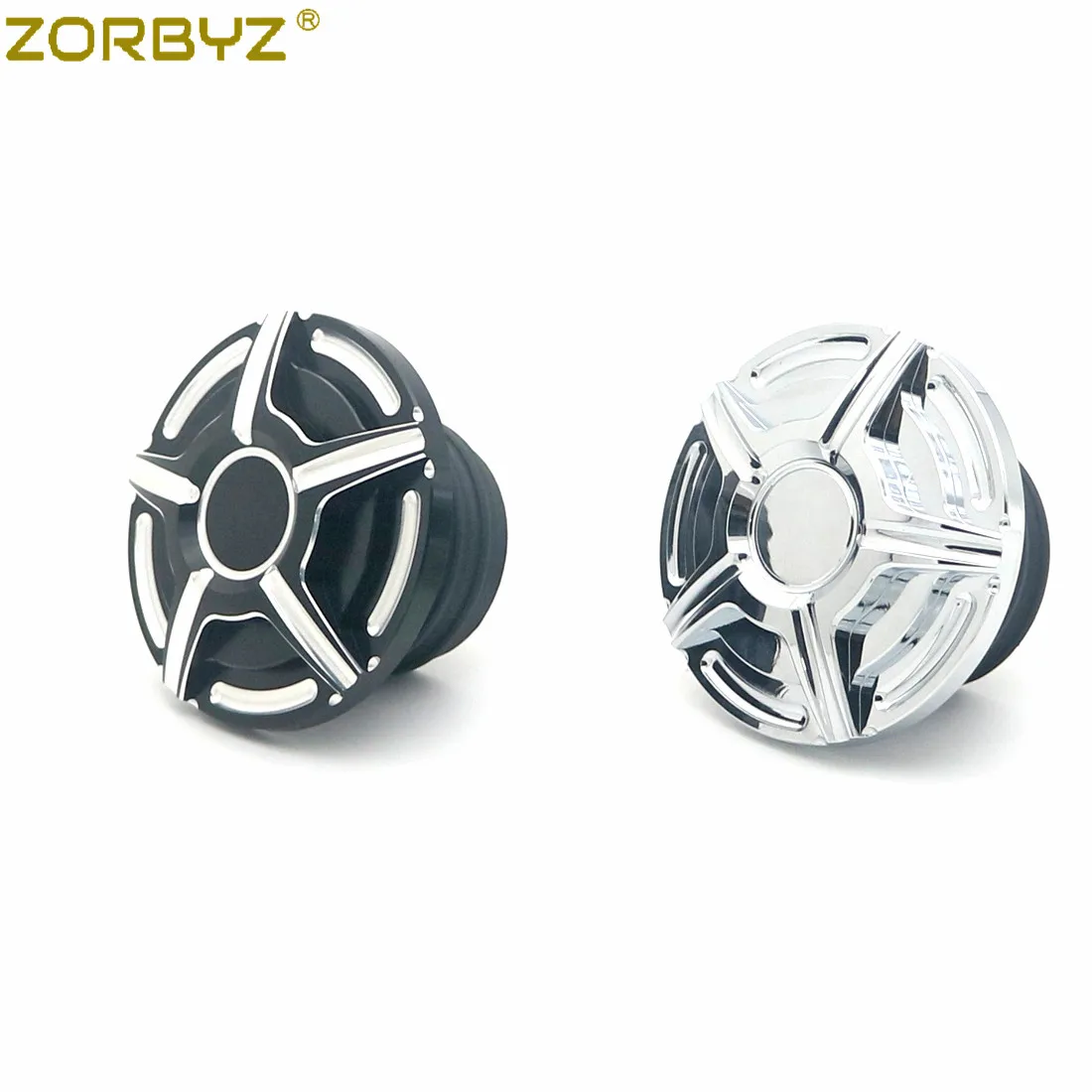 

ZORBYZ Motorcycle Black / Chrome CNC Edge Cut Vented Gas Tank Cap Fuel Cap For Harley Sportster Road King Softail