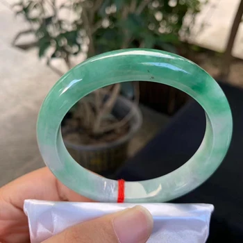 

Natural Burmese Jadeite Light Green 54-62mm Bracelet Elegant Princess Jewelry Gift for Mom and Girlfriend