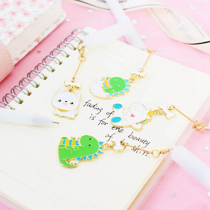 Cute Little Dinosaur Bone Dog Pendant Gel Pen Signature Pen School Office Supply Promotional Gift School Learning Supplies