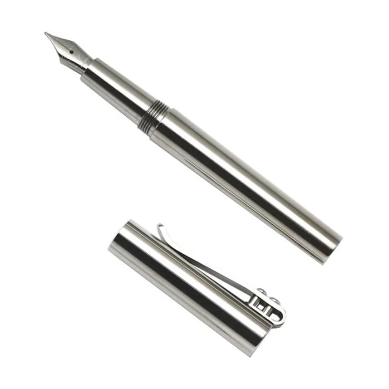 

316 Stainless Steel Fountain Pen Handmade Mini Metal Pen 0.5mm Nib Bamboo Gift Box for business office school customized