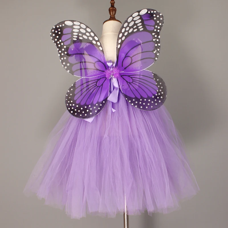 Lavander Flower Girl Tutu Dress Birthday Wedding Jr. Bridesmaid Tulle Dress Monarch Butterfly Kids Dance Recital Ball Gown (12)