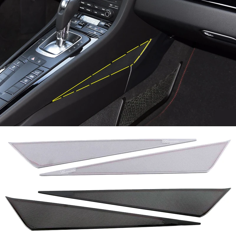 

For Porsche 718 Boxster Cayman 2018 2019 2020 Central control Loudspeaker Sound Chrome Speaker Cover Trim Frame Sticker Interior