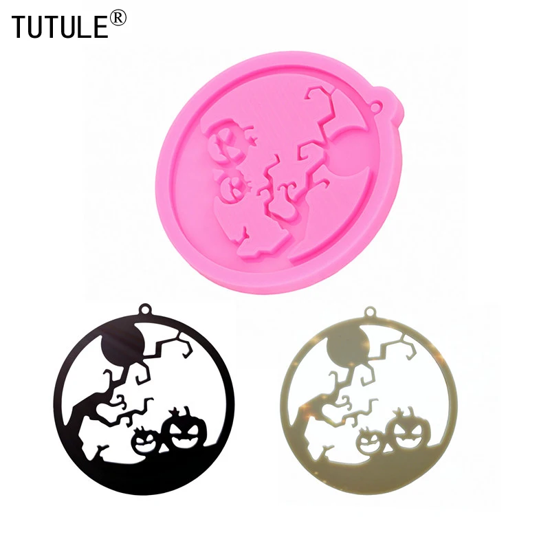 Shiny Halloween Pumpkin Keychain Flexible Silicone Mouldjewelry Epoxy