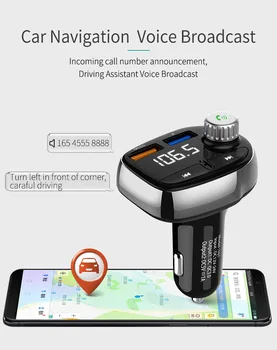 

New T61 Bluetooth Wireless Handsfree Car Kit MP3 Player QC3.0 USB Charger FM Transmitter