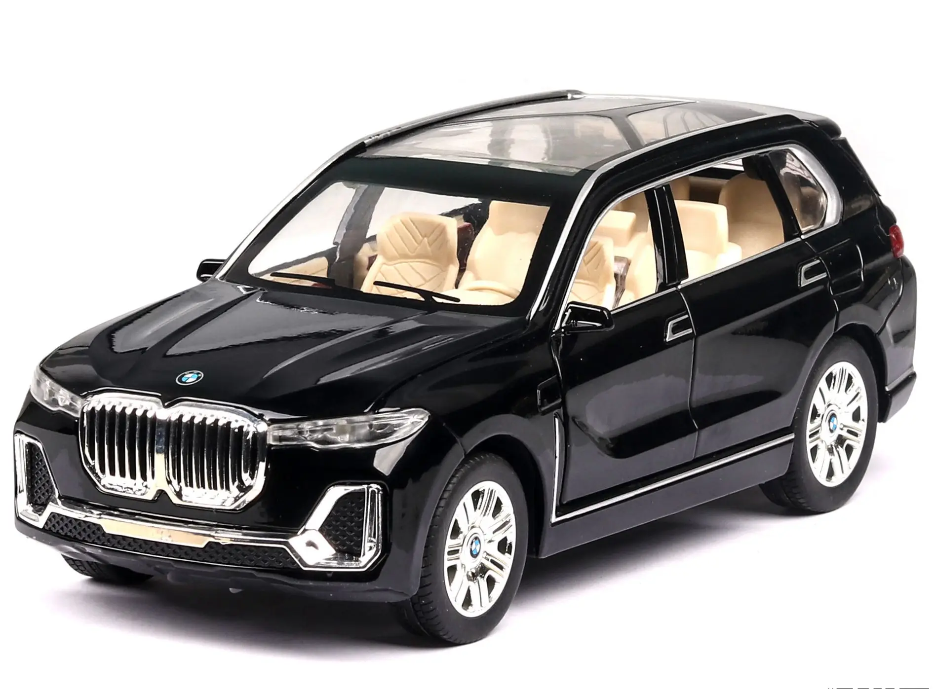 1:24 модель автомобиля X7 Модель Детская игрушка сплав модель автомобиля звук и светильник открываются двери Рождественский подарок детские игрушки - Цвет: black