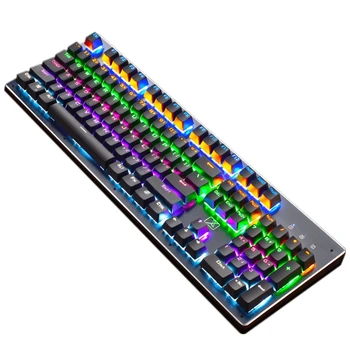 

Mechanical Keyboard, 104 Keys LED Backlit Wired Keyboard,USB 12 Multimedia Keys for Windows PC Office and Gaming