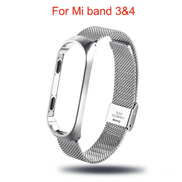 Mi Band 3 4 ремешок на запястье для Xiaomi mi band 3 4 Металлический mi band 4 аксессуары pulsera correa mi 3 умный Браслет - Цвет: Netsilver 3 4