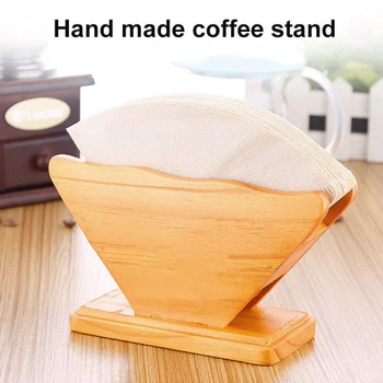 

Wooden Coffee Filter Holder Cone V-Shape Coffee Paper Storage Container
