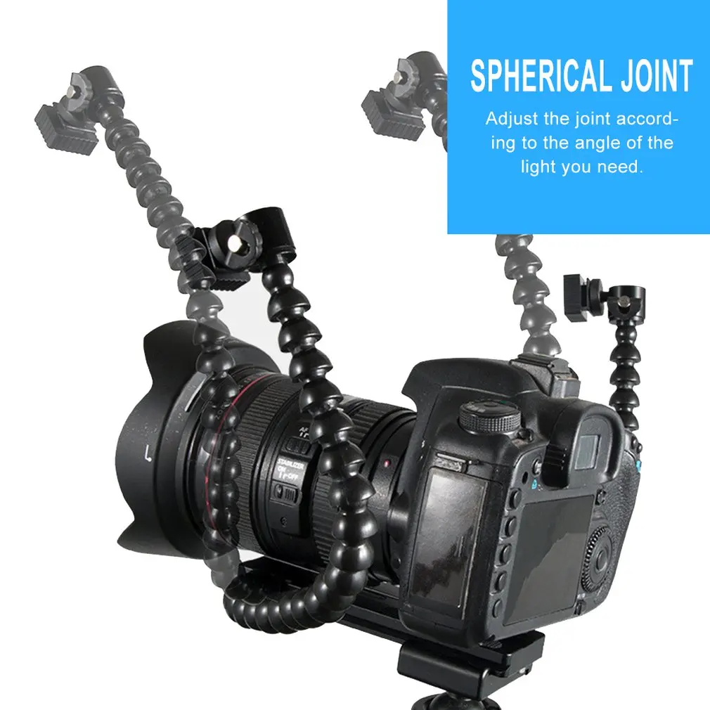 Flexible Dual Arm Camera Macro Flash Dual Mount Bracket Holder Two Hot