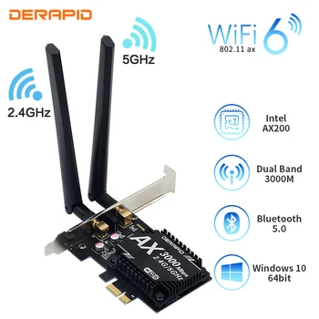 

3000Mbps Dual band AX200 Wi-Fi 6 Wireless WiFi PCI-Express Adapter Bluetooth 5.0 Desktop Card 2.4Ghz/5Ghz 802.11ax/ac Windows 10