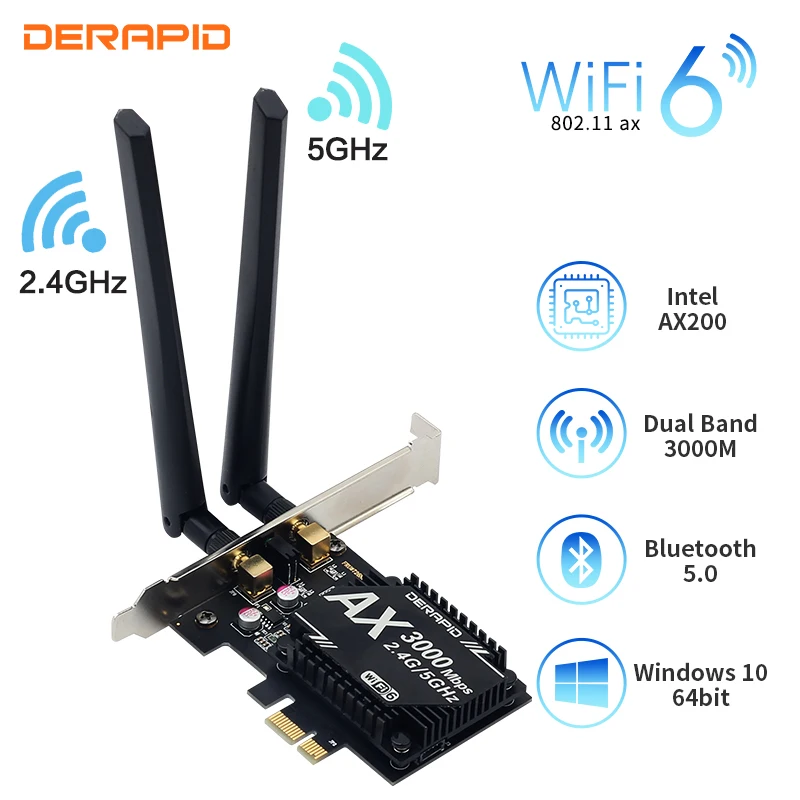 AX200 Wi Fi 6 беспроводной адаптер 3000 Мбит/с 5 0 ГГц/5 ГГц|Сетевые карты| |