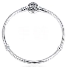 Новинка, 925 пробы, серебряный браслет, Кристальный, снежинка, Хлопушка, змея, цепочка, браслет, подходит для женщин, бусина, шарм, сделай сам, хорошее ювелирное изделие