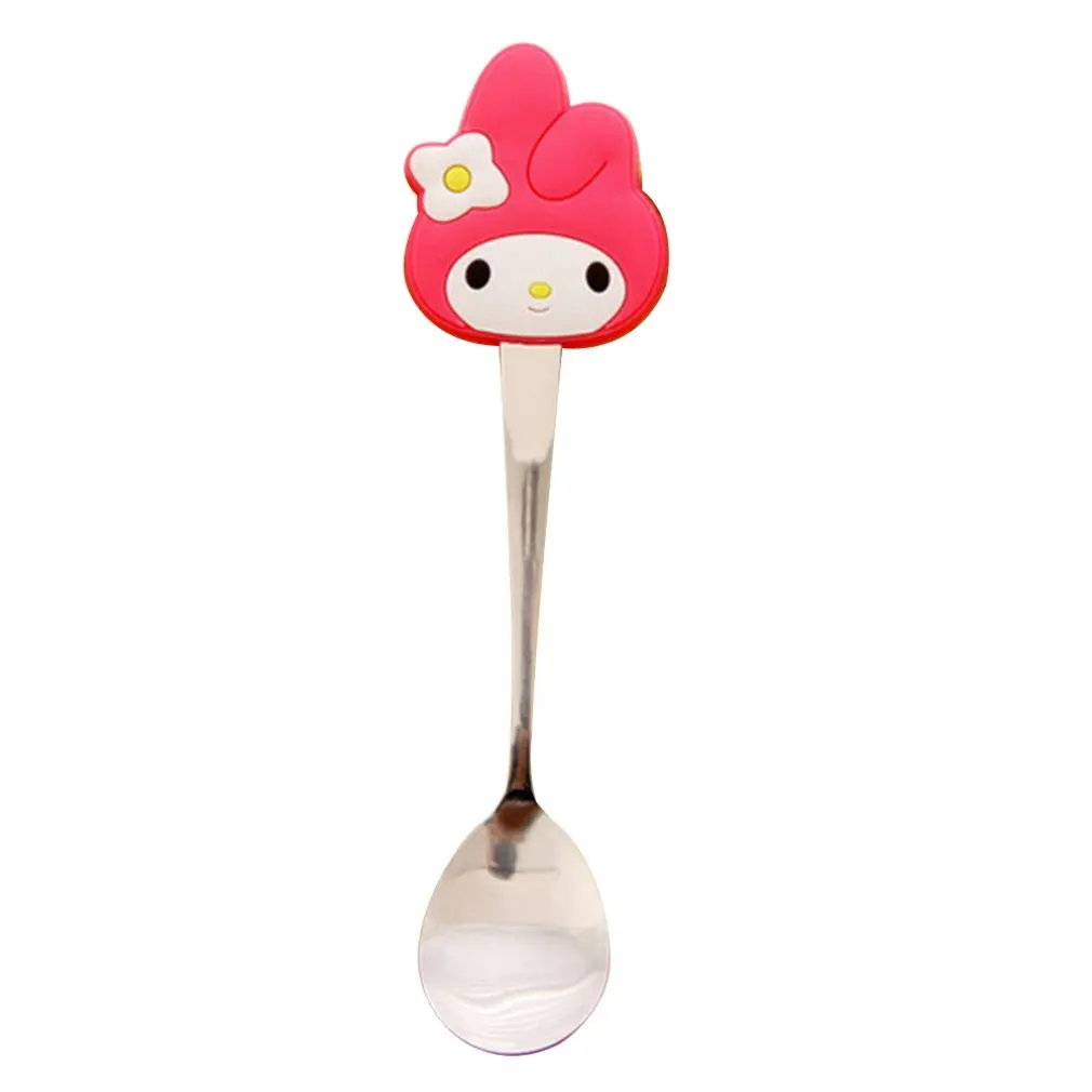 Высококачественная мультяшная ложка из нержавеющей стали милая с силиконовой
