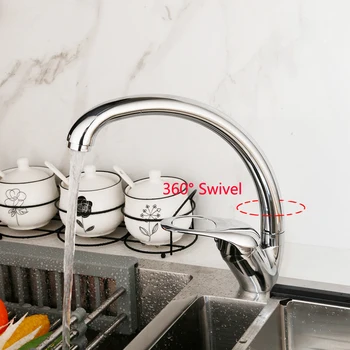 

HAIP360 Swivel Degree Rotation Kitchen Faucet Mixer Handle Kitchen Sink Mixer Tap Chrome Finish Kitchen Tap Swan Neck Spout